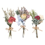 3Pcs Mini Flower Bouquets Dried Flower Bouquets with Box for DIY Craft, Card Decoration, Gift Box Filling, Valentines, Wedding, Birthday, Party Decoration (Rose A)