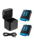 TELESIN 3-slot charger box for GoPro Hero 9 / Hero 10 / Hero 11 / Hero 12 + 2 batteries