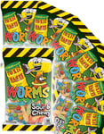 12 St Toxic Waste Worms - Vingummi Maskar med 5 Sura Smaker - Hel Låda 1,7 kg