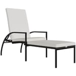 Helloshop26 - Transat chaise longue bain de soleil lit de jardin terrasse meuble d'extérieur avec repose-pied résine tressée marron