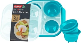 Décor Microwave Egg Poacher Cups for 4 | Food Grade Poached Egg Maker, Teal