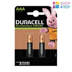 2 Duracell Rechargeable AAA 900mAh Batteries 1.2V HR03 DX2400 Micro 2BL Nimh New