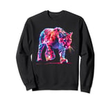 fierce rainbow cougar mountain lion prowling puma animal art Sweatshirt