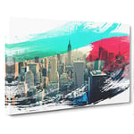 Manhattan New York City Skyline USA (4) V2 Canvas Print for Living Room Bedroom Home Office Décor, Wall Art Picture Ready to Hang, 30 x 20 Inch (76 x 50 cm)