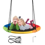COSTWAY Nest Swing, Hanging Tree Swing Seat with Length Adjustable Ropes, Soft Seating, Kids Swing Set for Indoor Garden Playground, 150kg Capacity (Rainbow)