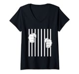 Womens Prison Convict Prisoner Cell V-Neck T-Shirt