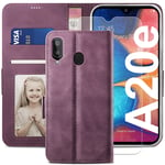 YATWIN Samsung Galaxy A20e Case, Samsung A20e Flip Wallet Leather Case with Tempered Glass Screen Protector and Card Slot Kickstand Phone Cases Cover for Samsung A20e - Wine Red