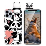 Yoedge 3D Cartoon with Doll Phone Cases for Apple iPhone 12 Mini Case Candy Cute Silicone Soft TPU, Shockproof Print Pattern Anti-Scratch Bumper Back Cover for iPhone 12Mini 5.4 inch,Panda Love