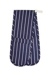 KitchenCraft Double Oven Gloves with 'Butcher's Stripe' Design, Cotton/Polyester, Navy Blue/White, 87 x 18.5 cm