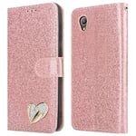 iPEAK Case Compatible For Alcatel 1 2021, Alcatel 1 Case (5.0'') Shiny Leather Bling Glitter Book Flip Stand Card Wallet Protective Cover For Alcatel 1 Phone (Rosegold)