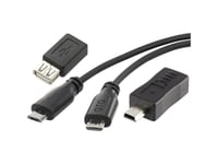 Renkforce Usb-Kabel Usb 2.0 Usb Micro-B Male, Usb A Female 15,00 Cm Svart Med Otg-Funktion, Supersoft Cover Rf-3585885