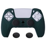 eXtremeRate PlayVital Samurai Edition Racing Green Anti-slip Controller Silicone Skin for ps5, Ergonomic Rubber Protective Case for ps5 Controller with Black Thumb Stick Caps