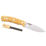 No.10 Swedish Forest Knife, Stabilised curly birch with Fire steel, Stainless