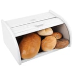 Creative Home Wooden Bread Bin White | 40 x 27,5 x 18,5 cm | Natural Beech Wood | Container with Roll-Top | Bread Box Storage for Every Kitchen