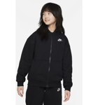 Nike Older Kids' (girls') Oversized Full-zip Hoodie Sportswear Club Fleece Urheilu BLACK/WHITE