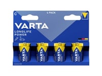 C Batteri R14 Varta Varta Varta Longlife Power C Blister 4 Alkali-Mangan 1,5 V 4 St