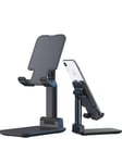 Meiyijia Foldable Phone Holder Desk Stand, Tablet&Phone Stand with reserved charging port, Adjustable Angle Design, Extendable Arm, black