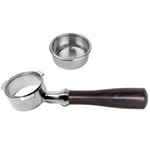 54mm Bottenlös Portafilter - Passar Barista Express, Pro, Press, 1 X Filterkorg. (trä)