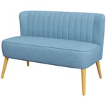 Rootz 2-sits soffa - I retrolook - Mjuk stoppning - Lättskött överdrag - Upp till 150 kg - Trä - Polyester - Skum - Blå - 117 x 56,5 x 77 cm