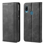 LLLi Mobile Accessories for HUAWEI Retro Crazy Horse Texture Horizontal Flip Leather Case for Huawei Y6 Pro (2019), with Holder & Card Slots & Photo Frame(Black) (Color : Black)