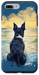 Coque pour iPhone 7 Plus/8 Plus Chien d'aventure Boston Terrier au coucher du soleil sur Ocean Beach