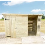 10 x 8 Pressure Treated Pent Shed With Storage Area