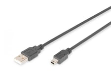 Digitus AK-300108-010-S USB-kabel 1 m USB 2.0 USB A Mini-USB B Sort