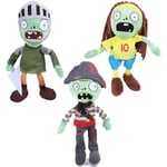 SBSG 3-pack Plants vs Zombies Plysch Zombies Set Leksak Kapten Zombie, 1 2 Fyllda Mjuka Riddare Zombies Dockor