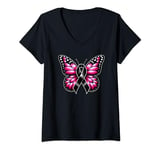Womens Melanoma Skin Cancer Awareness Ribbon Butterfly For Women V-Neck T-Shirt