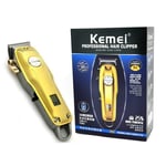 Hair clipper Professional Hair Clipper Cutter Electric Cordless Hair Trimmer Gold and Silver Hair Cutting Machine KM-1986 Z+PG (Color : Gold Has Box 1986PG)