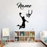 Baobaoshop Basketball Sports Custom Name Wall Sticker Vinyl Player and Basketball Bedroom Decoration Removable Art DIY Mural Mural 57 * 94cm Custom