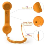 (Orange)Cordless Retro Telephone Handset Radiation Proof USB Handset For Cell