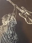 Hugo Boss black t-shirt statue of liberty fender stratocaster guitar rock star L