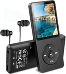 AGPTEK 64Go Lecteur MP3 Classique, Ultra-Longue Autonomie jusqu'à 70 Heures, Super Léger 30g, Lecture Musique sans Perte Hi-Fi, Petit Baladeur MP3 Sport pour Enfant/Adulte, Carte TF Jusqu’à 128G -Noir