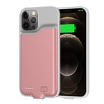 Battery Case for iPhone 12 Pro Max,JUBOTY 5500mAh Charging Case Protective Portable Rechargeable Battery Charger Case for iPhone 12 Pro Max(Rose Gold)