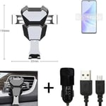 Car holder air vent mount for Oppo A57s + CHARGER Smartphone