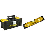 Stanley STST1-75515 Low Essential Tool Box, Black/Yellow, 12.5-Inch & Shock Proof Torpedo Level 230 mm/9 Inch 0-43-511