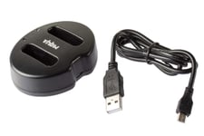 vhbw Chargeur double USB compatible avec Olympus Pen E-P1, E-P2, E-P3, E-P7, E-PL1, E-PL3 caméra, action-cam - Chargeur, témoin de charge