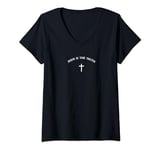 Womens Jesus is the Truth and Cross Design Christian Faith Believer V-Neck T-Shirt