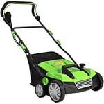 Elektrisk markör gräsmatta luftare 1800W 2 nivåer arbetsdjup 106 x 58 x 110,5 cm grön