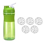 Timagebreze 800Ml Leak Proof Mixer Cup with 5 Blending Ball Mixing Bottles for Protein Shakes,Premium Fitness Accessories-Green