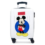 Disney 4681762 Mickey Enjoy the Day White Cabin Suitcase 40x55x20 cm Rigid ABS Combination lock 34 Litre 2.8 Kg 4 Double Wheels Hand Luggage, Blue