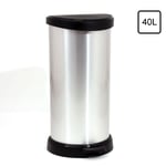 Waste Bin Foot Pedal Silver Trash Can Garbage Container Rustproof 40L Durable UK
