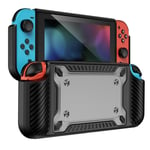 Nintendo Switch OLED Plastdeksel m. Ergonomisk Grep - Svart / Gjennomsiktig