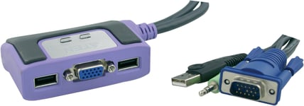 ATEN KVM-switch, 1 konsol styr 2 datorer, USB, kompl. med kablage