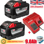 2X For Milwaukee M18 M18B6 18V XC 9Ah 6Ah 5Ah Li-ion Battery 48-11-1860 /Charger