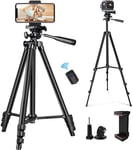 Phone Tripod, Everesta 50" Extendable Camera Tripod Stand with Bluetooth Remote Shutter Lightweight Tripod Phone Mount Compatible with Ring Light iPhone 12 Pro Max/12 mini/11/8/Samsung A51