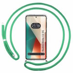 Tumundosmartphone Étui pendentif transparent pour Xiaomi Redmi Note 13 5G avec cordon vert d'eau
