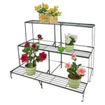 HI 3-tier Flower Shelf Metal Black 100x60x75 cm Plant Stand Pot vidaXL