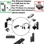3 Adaptateur Ethernet LAN HUB USB + OTG USB CABLE pour FIRE STICK 2ND GEN OU FIRE TV3